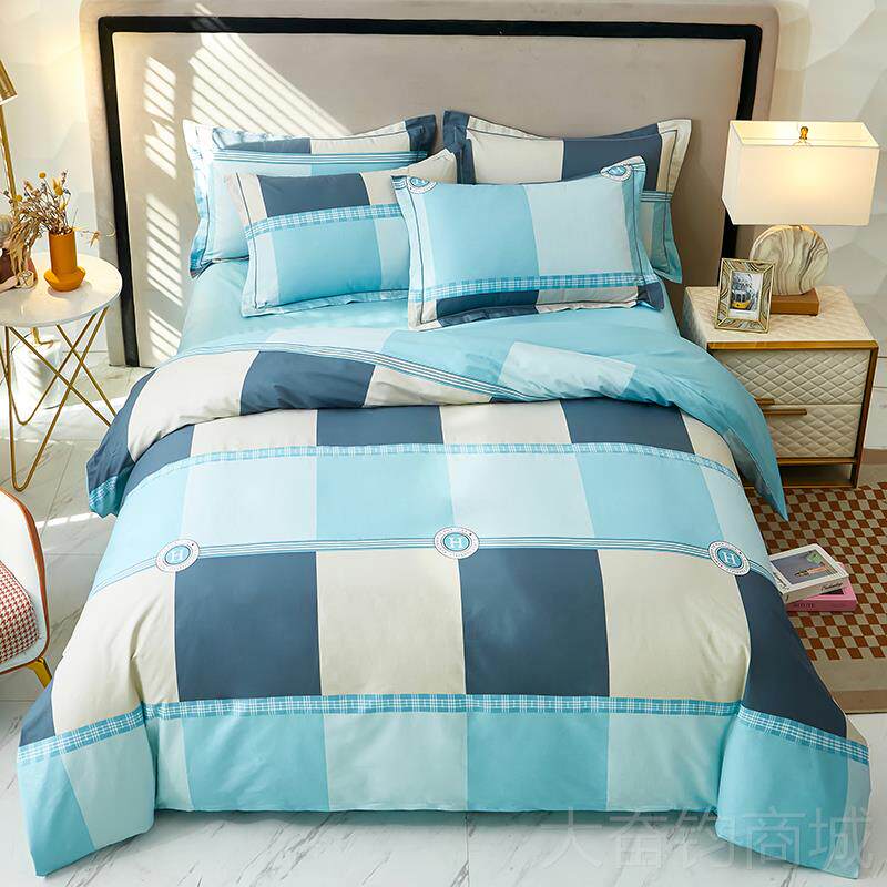 正品北欧风睡2全棉四件套纯床单被套双人加大.2m男士简裸约床上用