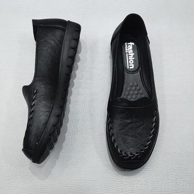 正品福鞋平底鞋豆豆一乐脚蹬软底妈妈鞋女鞋低跟中老年皮鞋单春秋