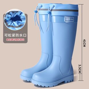 高筒束口女士女款 防滑加厚成人厨房保暖防水口 雨靴加厚时尚 水雨鞋