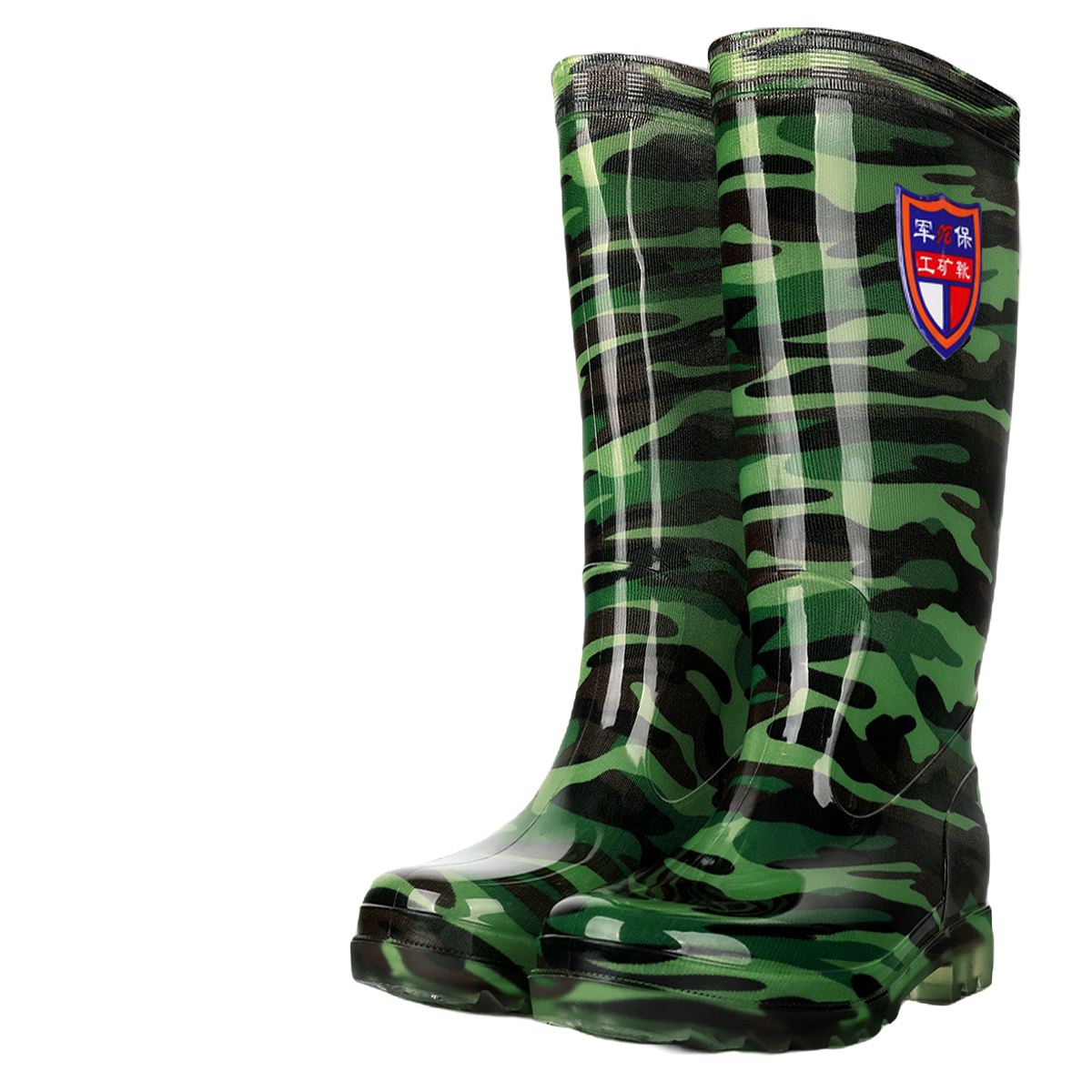 男士男款防水雨鞋迷彩雨靴高筒工矿时尚厚底加厚纯色pvc长筒厚款