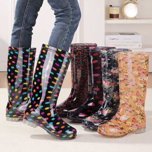 百搭女高筒加棉保暖防滑雨鞋