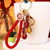 高档精致水钻猫眼石花生汽车钥匙扣女包挂件钥匙链圈韩国创意礼品