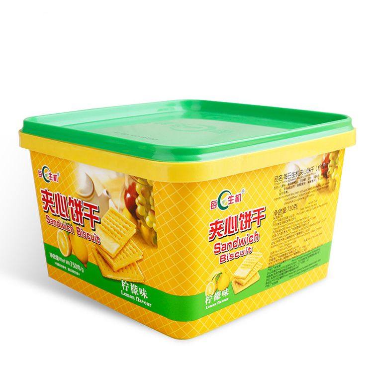 每日生机苏打柠檬芝士味夹心饼干过年礼盒装办公室零食独立小包