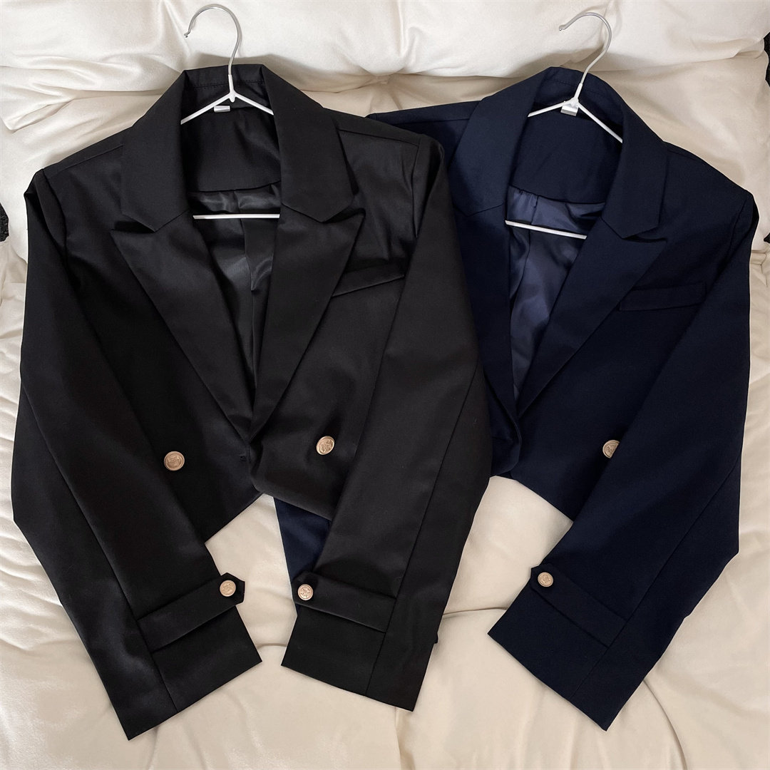 【猫裙裙】日系正版jk制服学院风短款学生西装外套秋冬款气质上衣