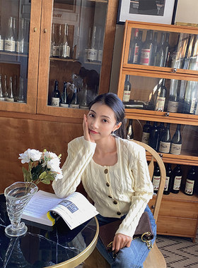 复古针织开衫女2023秋冬