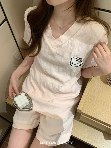 【16色可选】软糯糯！夏天卡通云朵褶皱短袖短裤可爱家居服套装X
