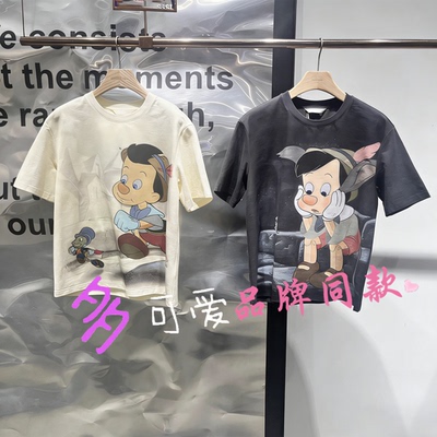 2026春季新款休闲印花圆领纯棉短袖T恤BDT1YD1253匹诺曹的故事