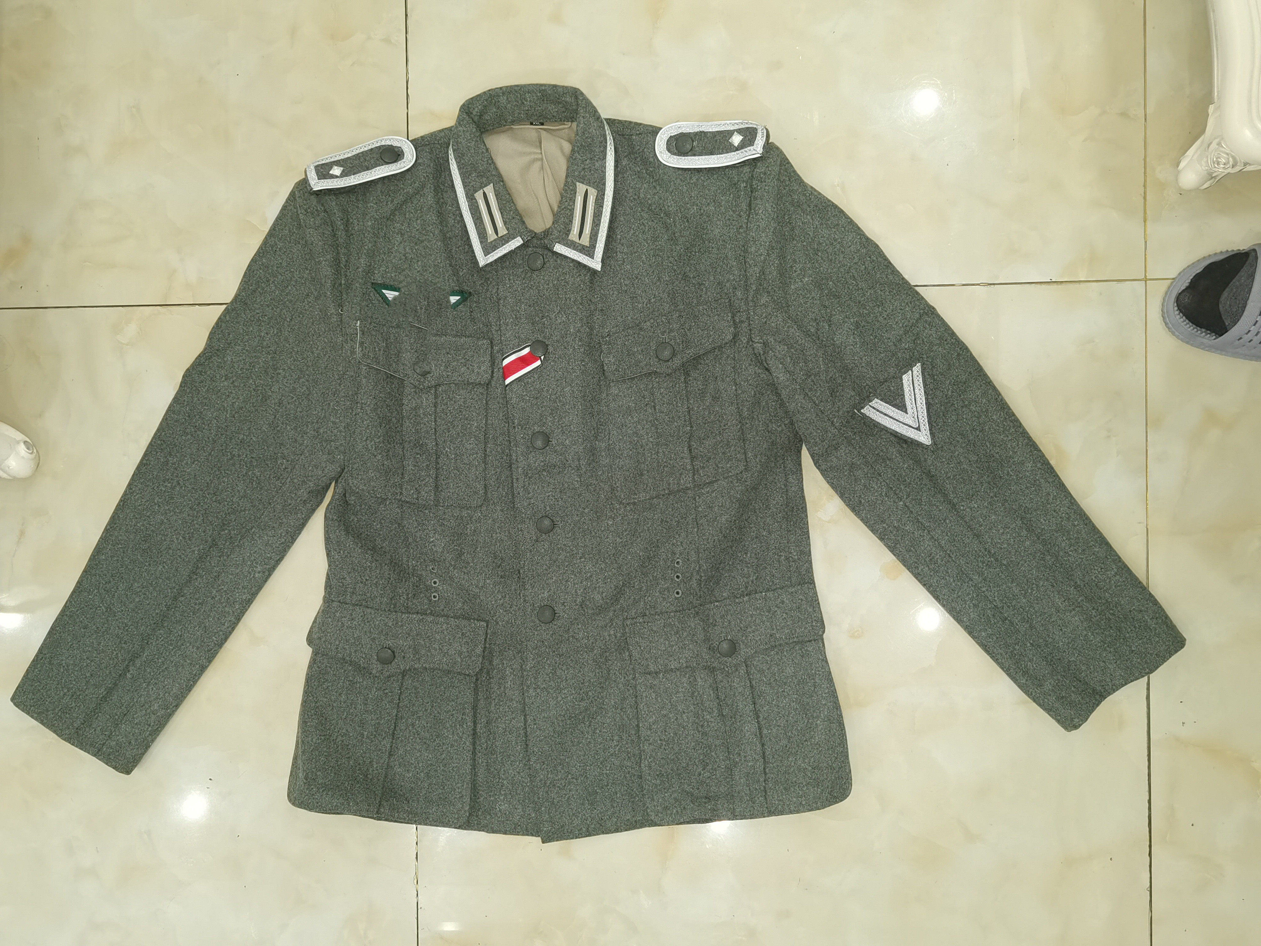 德军国防m40中士/上级小队长原野灰羊毛呢野战服外套 wh套装