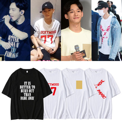 金钟大CHEN街拍衣服同款短袖T恤