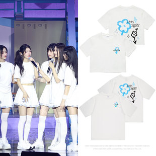 ILLIT2025FM演唱会周边境萌花外园彩羽同款短袖T恤宽松打底上衣服