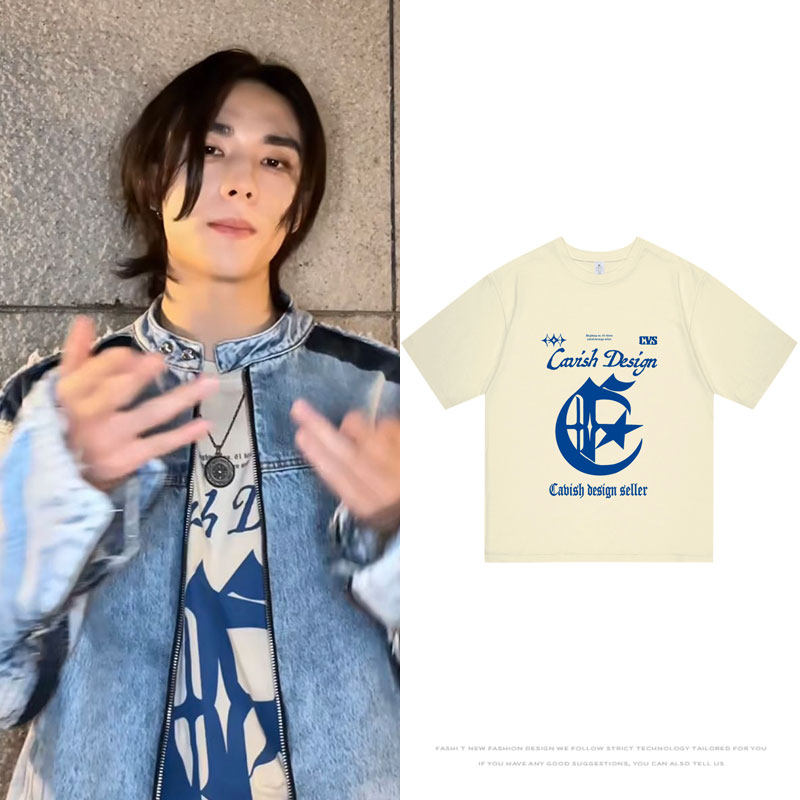 straykids黄铉辰同款短袖T恤舞蹈练习室宽松印花纯棉休闲夏打底衫