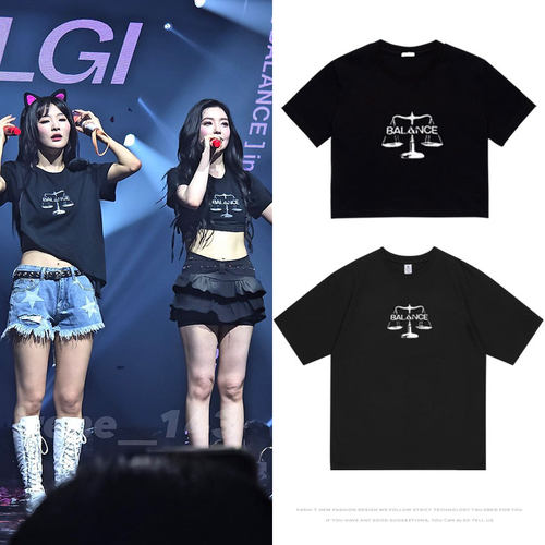 RedVelvet裴珠泫姜涩琪演唱会衣服同款宽松印花短袖T恤女夏季潮流