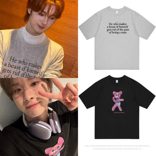 TWS李炅潣崔英宰穿搭衣服同款短袖T恤纯棉印花宽松男女打底上衣夏