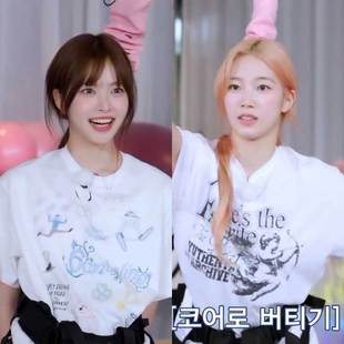 LESSERAFIM洪恩採中村一叶穿搭衣服同款短袖T恤纯棉印花夏季宽松