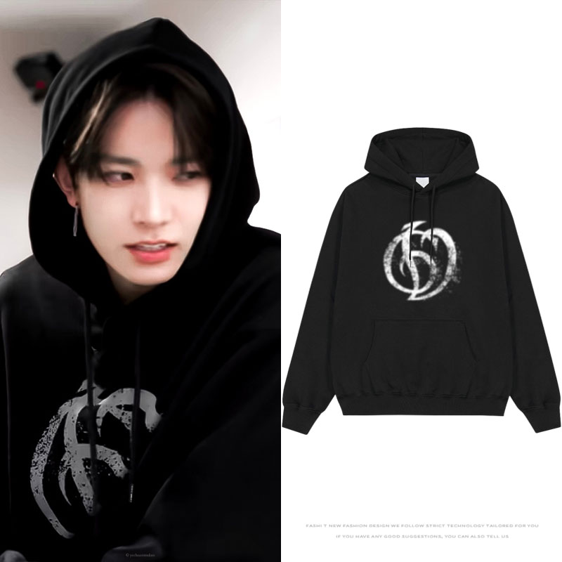 ENHYPEN李羲承进行曲同款卫衣服印花套头双层帽衫薄款加绒春秋冬
