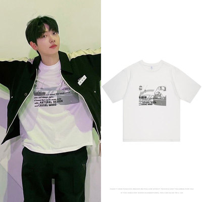 BOYNEXTDOOR明宰铉同款短袖T恤宽松纯棉印花男女打底衫打歌衣服夏