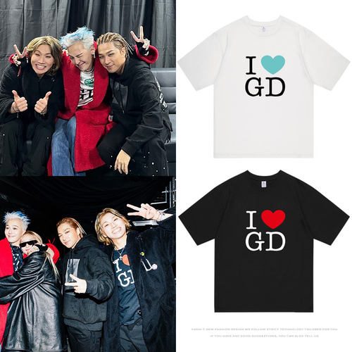 权志龙Ubermensch演唱会周边同款衣服纯棉I LoveGD印花短袖T体恤