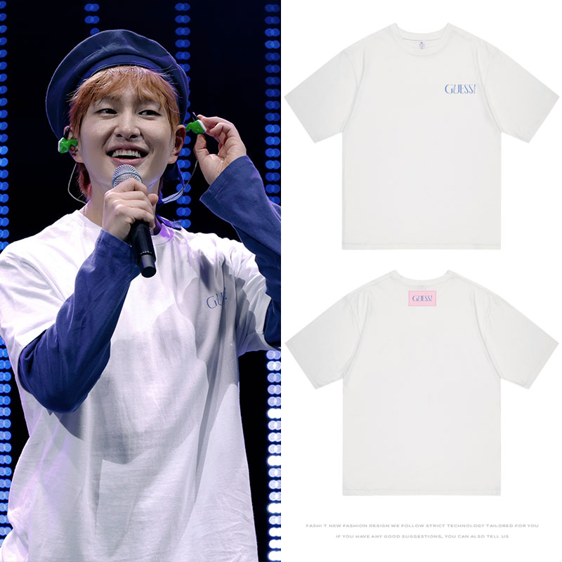 SHINee温流ONEW演唱会周边同款衣服纯棉宽松落肩圆领印花短袖T恤