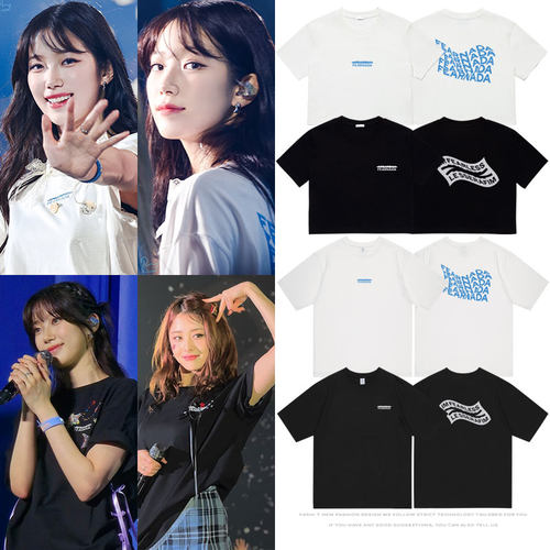 LESSERAFIM2024日本演唱会FEARNADA周边同款衣服印花宽松短袖T恤