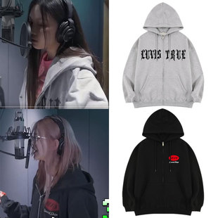 newjeans范玉欣姜谐潾海粼NJZ同款卫衣服印花加绒薄拉链开衫外套