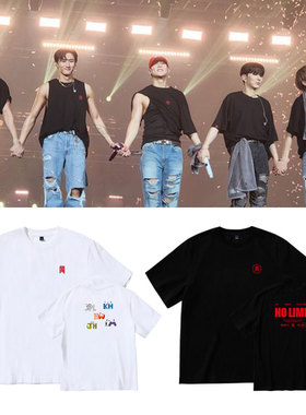 MONSTA X演唱会NoLIMIT同款短袖t恤宽松印花纯棉男女上衣打歌衣服