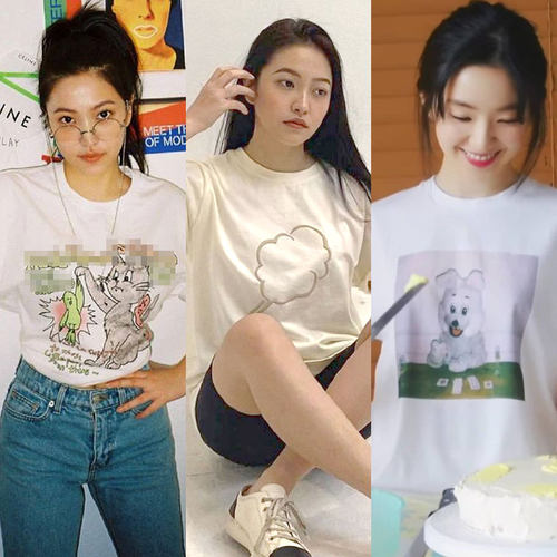 裴珠泫金艺琳ins衣服短袖印花