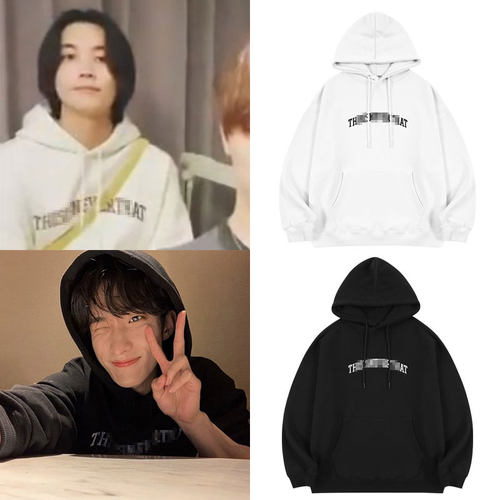 seventeen尹净汉DK李硕珉ins同款卫衣服字母印花加绒薄套头连帽衫