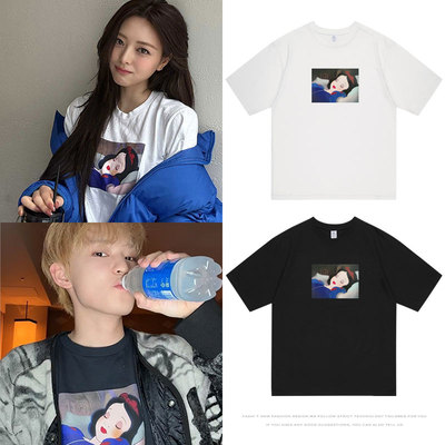 ITZY申有娜nctdream钟辰乐同款短袖T恤宽松纯棉印花男女情侣衣服