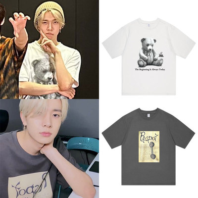 ENHYPEN演唱会李羲承同款衣服宽松落肩纯棉印花短袖T恤上衣打底衫