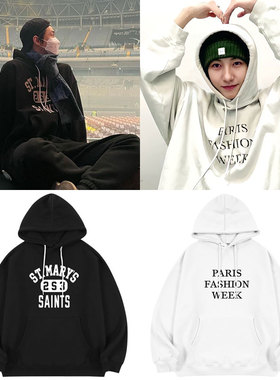 NCT DREAM 127金道英黄仁俊同款卫衣服秋冬印花加绒薄连帽衫外套