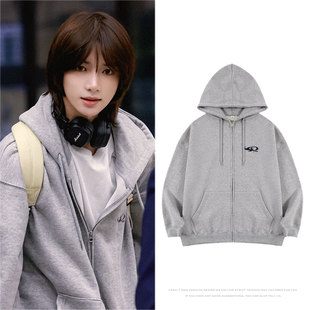 TXT崔杋圭同款卫衣服印花加绒厚薄款拉链连帽开衫秋冬男女装外套