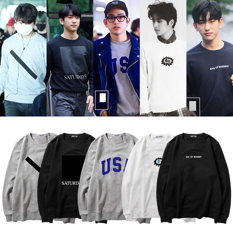 GOT7组合周边朴珍荣街拍同款宽松圆领卫衣男女加绒薄春秋冬上衣