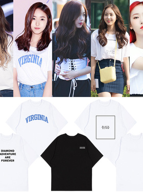 gfriend组合信飞黄恩菲同款短袖t恤男女宽松半袖打底衫体恤上衣