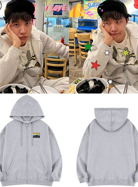 防弹少年团郑号锡JHOPE同款卫衣服拉链连帽开衫加绒薄秋冬季外套