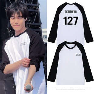 NCT127四巡演唱会曼谷站周边金道英同款衣服插肩纯棉印花长袖T恤