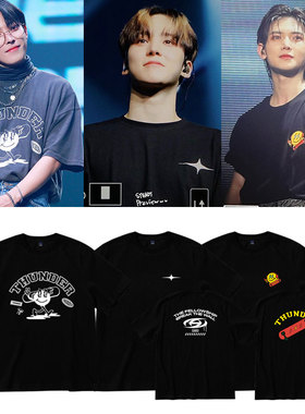 ATEEZ演唱会BREAK THE WALL周边同款衣服宽松落肩中袖印花短袖T恤