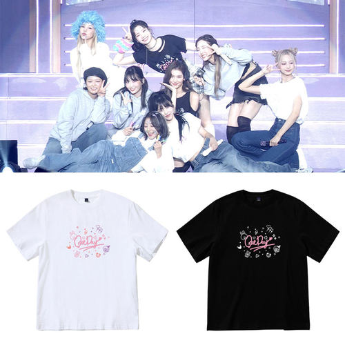 TWICE演唱会FMONCE DAY周边同款短袖T恤宽松落肩中袖印花打歌衣服