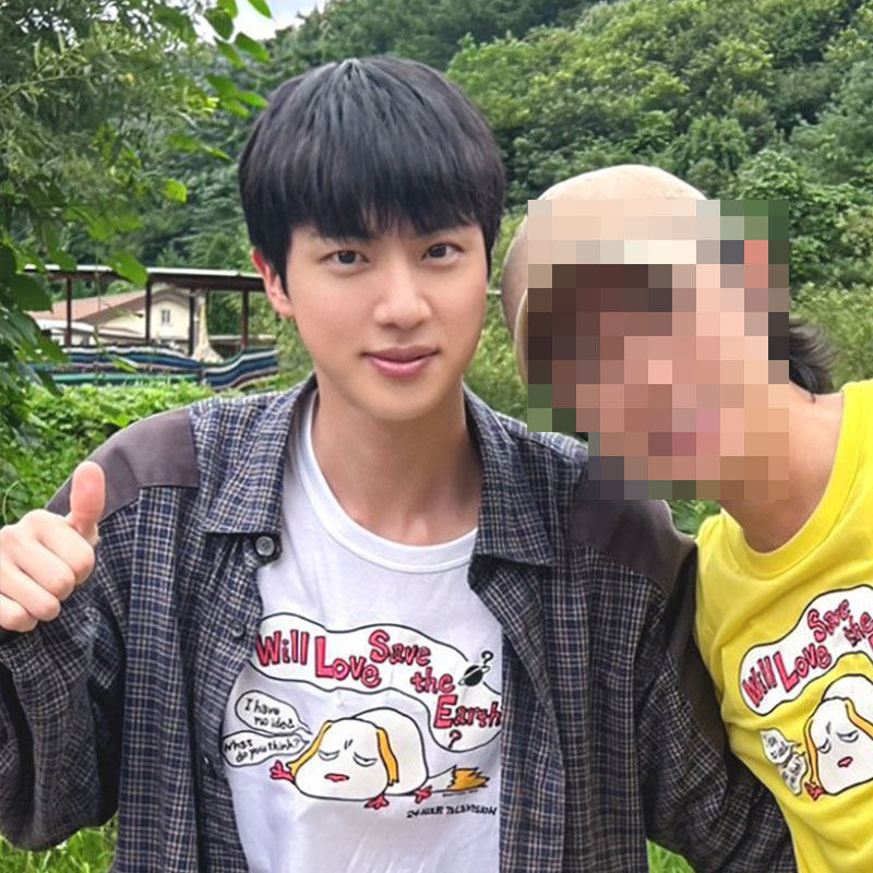 防弹少年团JIN金硕珍同款衣服宽松纯棉可爱卡通印花短袖T恤打底衫