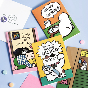 NOTE FOR×MATSUGODA韩国插画贺卡搞怪猫咪生日祝福留言卡片礼物