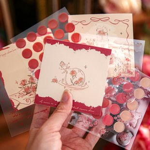 玫瑰手札三享装插画便签本无粘性手帐素材学生留言装饰拼贴便签纸