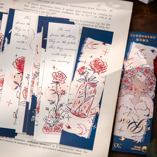 30张玫瑰未眠曲盒装书签复古浪漫花束文案DIY书页夹礼物装饰卡片