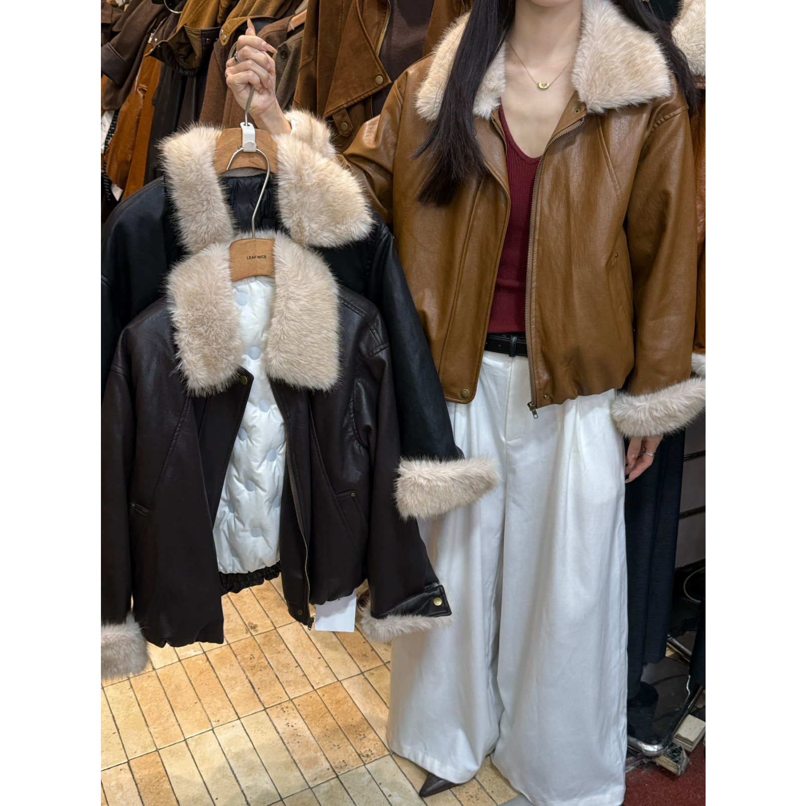 冬上新高级感拼毛领羽绒外套保暖羽绒服外套