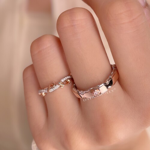 情人节礼物多瑙河爱恋情侣对戒原创戒指S925纯银镀18K金闭口戒指