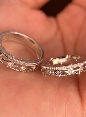 情人节礼物莱茵爱情桥情侣对戒原创戒指S925纯银镀18K金闭口戒指