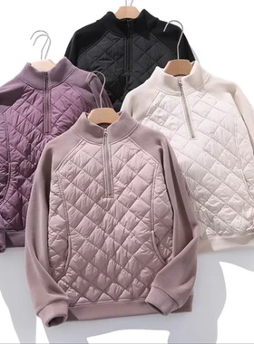 【冬日时光】防风加棉保暖显瘦半拉链立领加厚奥粒绒卫衣A7408#85