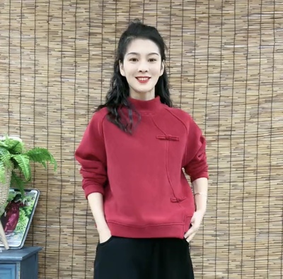 宽松显瘦百搭奥粒绒半高领卫衣