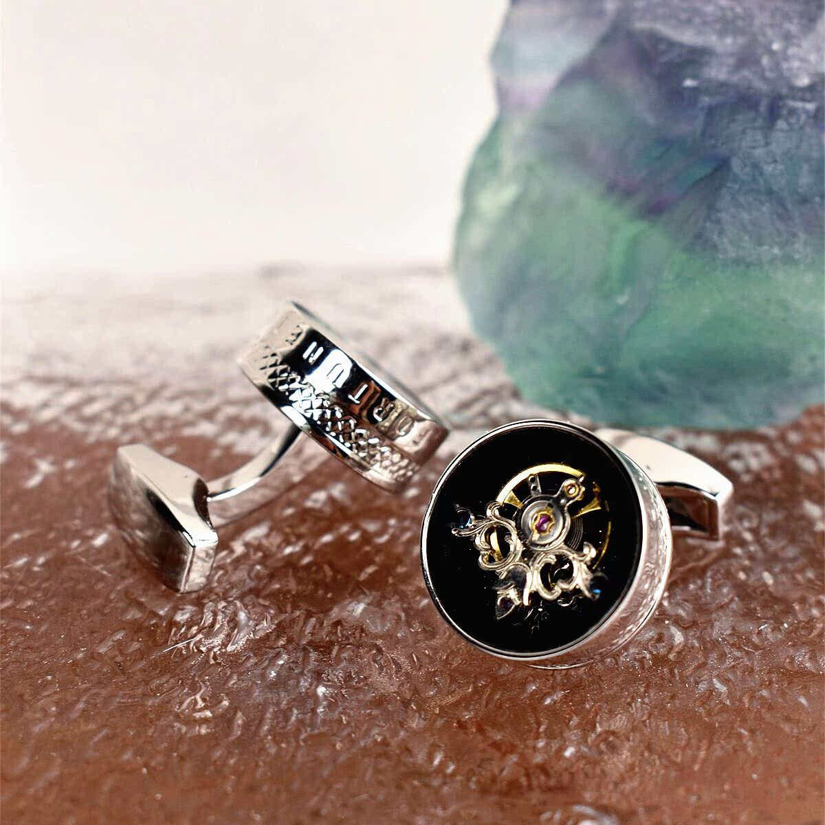 时运轮转陀飞轮男士商务袖扣