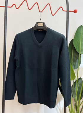 V领羊毛衫男士冬款鸡心领毛衣加厚中老年爸爸针织衫13012