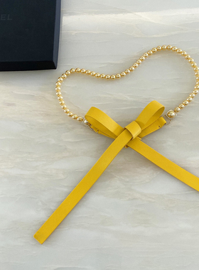 小香风字母珍珠牛皮腰带女大红色新娘腰饰coseplay蝴蝶结皮带