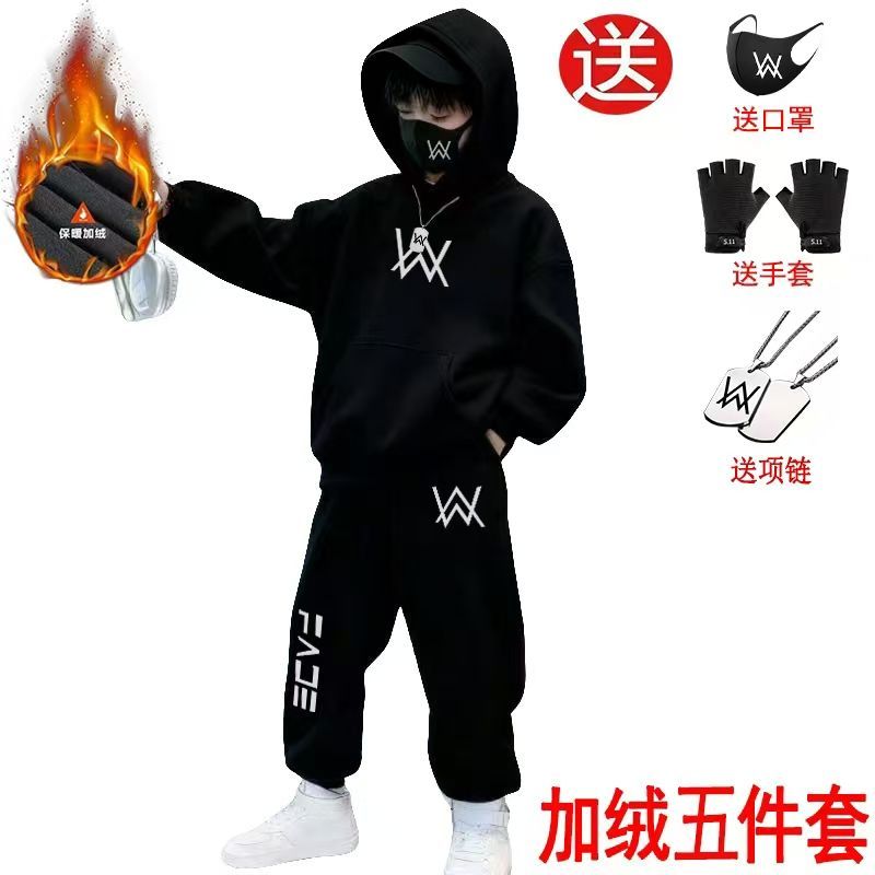 中大童卫衣加绒加厚套装